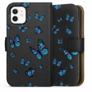 DeinDesign Handyhülle "Butterfly Pattern Transparent" Apple iPhone 12 mini, Hülle, Handy Flip Case, Wallet Cover, Handytasche Leder Schmetterling