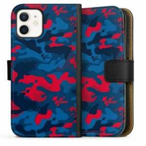 DeinDesign Handyhülle "Camouflage Pattern Red" Apple iPhone 12, Hülle, Handy Flip Case, Wallet Cover, Handytasche Leder MotoGP