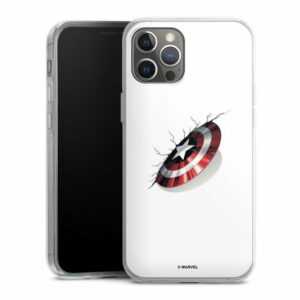 DeinDesign Handyhülle "Captain America Shield Crash" Apple iPhone 12 Pro Max, Silikon Hülle, Bumper Case, Handy Schutzhülle, Smartphone Cover Marvel