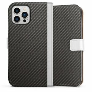 DeinDesign Handyhülle "Carbon" Apple iPhone 13 Pro Max, Hülle, Handy Flip Case, Wallet Cover, Handytasche Leder Metallic Look Muster Carbon