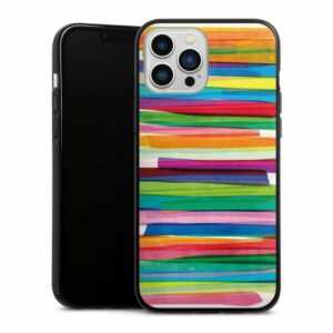 DeinDesign Handyhülle "Colorful Stripes1" Apple iPhone 13 Pro Max, Silikon Hülle, Bumper Case, Handy Schutzhülle, Smartphone Cover Streifen Wasserfarbe bunt