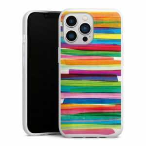 DeinDesign Handyhülle "Colorful Stripes1" Apple iPhone 13 Pro, Silikon Hülle, Bumper Case, Handy Schutzhülle, Smartphone Cover Streifen Wasserfarbe bunt
