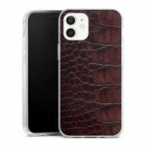 DeinDesign Handyhülle "Croco dark brown" Apple iPhone 12, Silikon Hülle, Bumper Case, Handy Schutzhülle, Smartphone Cover Leder