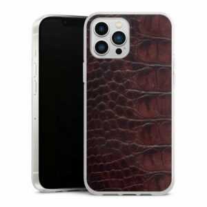 DeinDesign Handyhülle "Croco dark brown" Apple iPhone 13 Pro Max, Silikon Hülle, Bumper Case, Handy Schutzhülle, Smartphone Cover Krokodil Leder Animalprint