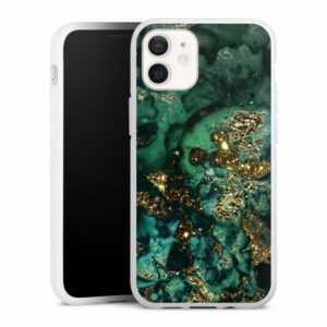 DeinDesign Handyhülle "Cyan Glitter Marble Look" Apple iPhone 12 mini, Silikon Hülle, Bumper Case, Handy Schutzhülle, Smartphone Cover Marmor