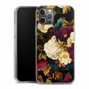 DeinDesign Handyhülle "Dark Vintage Flowers" Apple iPhone 12 Pro, Silikon Hülle, Bumper Case, Handy Schutzhülle, Smartphone Cover Blumen