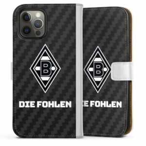 DeinDesign Handyhülle "Die Fohlen Carbon" Apple iPhone 12 Pro Max, Hülle, Handy Flip Case, Wallet Cover, Handytasche Leder Carbon