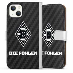 DeinDesign Handyhülle "Die Fohlen Carbon" Apple iPhone 13, Hülle, Handy Flip Case, Wallet Cover, Handytasche Leder Borussia Mönchengladbach Carbon Gladbach