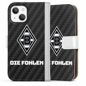 DeinDesign Handyhülle "Die Fohlen Carbon" Apple iPhone 13 Mini, Hülle, Handy Flip Case, Wallet Cover, Handytasche Leder Borussia Mönchengladbach Carbon Gladbach