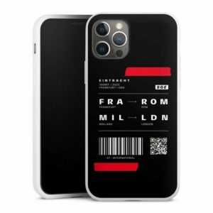 DeinDesign Handyhülle "Eintracht Flugticket - schwarz" Apple iPhone 12 Pro, Silikon Hülle, Bumper Case, Handy Schutzhülle, Smartphone Cover