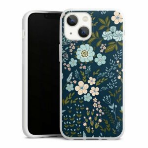 DeinDesign Handyhülle "Floral Autumn 4" Apple iPhone 13 Mini, Silikon Hülle, Bumper Case, Handy Schutzhülle, Smartphone Cover Blumen Muster Blau
