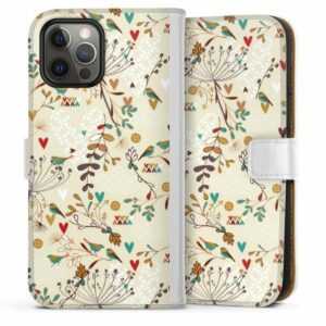 DeinDesign Handyhülle "Floral Wilderness" Apple iPhone 12 Pro, Hülle, Handy Flip Case, Wallet Cover, Handytasche Leder Retro Vogel