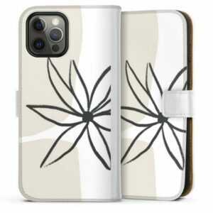 DeinDesign Handyhülle "Flower and Cream" Apple iPhone 12 Pro Max, Hülle, Handy Flip Case, Wallet Cover, Handytasche Leder Blume Abstrakt