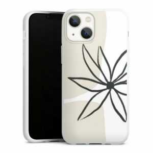 DeinDesign Handyhülle "Flower and Cream" Apple iPhone 13 Mini, Silikon Hülle, Bumper Case, Handy Schutzhülle, Smartphone Cover Blume Abstrakt Linien