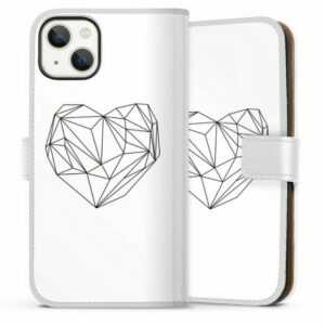 DeinDesign Handyhülle "Heart graphic white" Apple iPhone 13, Hülle, Handy Flip Case, Wallet Cover, Handytasche Leder Herz Graphic Dreiecke