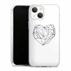 DeinDesign Handyhülle "Heart graphic white" Apple iPhone 13 Mini, Silikon Hülle, Bumper Case, Handy Schutzhülle, Smartphone Cover Herz Graphic Dreiecke