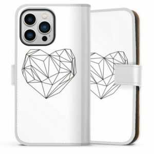 DeinDesign Handyhülle "Heart graphic white" Apple iPhone 13 Pro, Hülle, Handy Flip Case, Wallet Cover, Handytasche Leder Herz Graphic Dreiecke