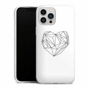 DeinDesign Handyhülle "Heart graphic white" Apple iPhone 13 Pro Max, Silikon Hülle, Bumper Case, Handy Schutzhülle, Smartphone Cover Herz Graphic Dreiecke