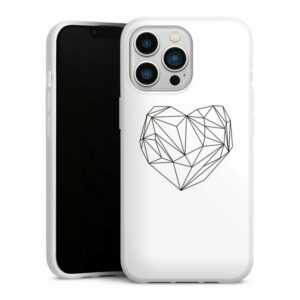 DeinDesign Handyhülle "Heart graphic white" Apple iPhone 13 Pro, Silikon Hülle, Bumper Case, Handy Schutzhülle, Smartphone Cover Herz Graphic Dreiecke