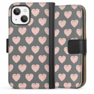 DeinDesign Handyhülle "Herzpattern Rosa" Apple iPhone 13 Mini, Hülle, Handy Flip Case, Wallet Cover, Handytasche Leder Herz Valentinstag Muster