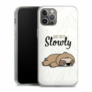 DeinDesign Handyhülle "Just Do It Slowly Sloth" Apple iPhone 12 Pro Max, Silikon Hülle, Bumper Case, Handy Schutzhülle, Smartphone Cover Tiere