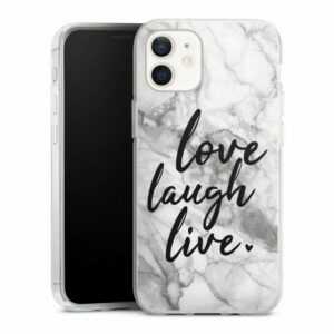 DeinDesign Handyhülle "Love, Laugh, Live Marmor" Apple iPhone 12, Silikon Hülle, Bumper Case, Handy Schutzhülle, Smartphone Cover Marmor