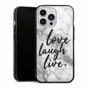 DeinDesign Handyhülle "Love, Laugh, Live Marmor" Apple iPhone 13 Pro, Silikon Hülle, Bumper Case, Handy Schutzhülle, Smartphone Cover Marmor Sprüche Liebe