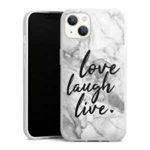 DeinDesign Handyhülle "Love, Laugh, Live Marmor" Apple iPhone 13, Silikon Hülle, Bumper Case, Handy Schutzhülle, Smartphone Cover Marmor Sprüche Liebe