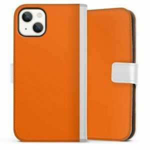 DeinDesign Handyhülle "Mandarine" Apple iPhone 13, Hülle, Handy Flip Case, Wallet Cover, Handytasche Leder einfarbig orange Farbe