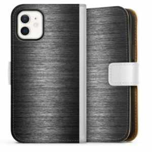 DeinDesign Handyhülle "Metal Look - Anthrazit" Apple iPhone 12 mini, Hülle, Handy Flip Case, Wallet Cover, Handytasche Leder Metallic Look