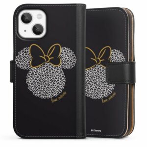 DeinDesign Handyhülle "Minnie Black and White" Apple iPhone 13 Mini, Hülle, Handy Flip Case, Wallet Cover, Handytasche Leder Minnie Mouse Disney Muster