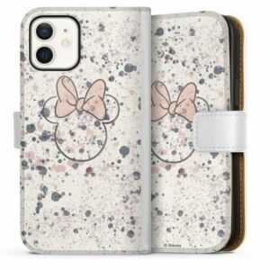 DeinDesign Handyhülle "Minnie Mouse Splash" Apple iPhone 12, Hülle, Handy Flip Case, Wallet Cover, Handytasche Leder Wasserfarbe
