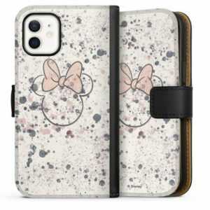 DeinDesign Handyhülle "Minnie Mouse Splash" Apple iPhone 12 mini, Hülle, Handy Flip Case, Wallet Cover, Handytasche Leder Wasserfarbe