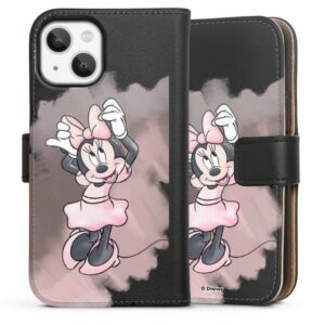 DeinDesign Handyhülle "Minnie Watercolour transparent" Apple iPhone 13 Mini, Hülle, Handy Flip Case, Wallet Cover, Handytasche Leder Mickey & Minnie Mouse Disney Motiv ohne Hintergrund
