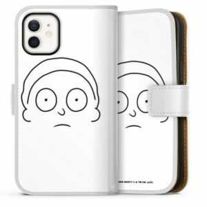 DeinDesign Handyhülle "Morty Line Art" Apple iPhone 12 mini, Hülle, Handy Flip Case, Wallet Cover, Handytasche Leder Rick & Morty