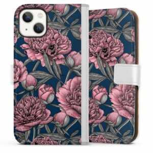 DeinDesign Handyhülle "Night Peony Garden 4" Apple iPhone 13, Hülle, Handy Flip Case, Wallet Cover, Handytasche Leder Pfingstrose Blumen Blüte