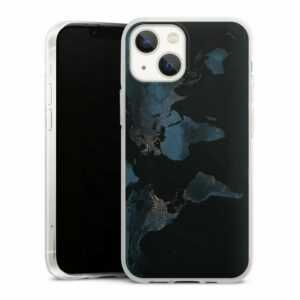 DeinDesign Handyhülle "Nightlight Worldmap" Apple iPhone 13 Mini, Silikon Hülle, Bumper Case, Handy Schutzhülle, Smartphone Cover Weltkarte Landkarte Nacht