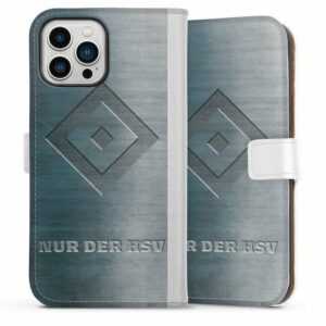 DeinDesign Handyhülle "Nur der HSV Metalllook" Apple iPhone 13 Pro Max, Hülle, Handy Flip Case, Wallet Cover, Handytasche Leder HSV Hamburger SV Metallic Look