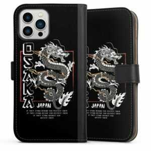 DeinDesign Handyhülle "Osaka Dragon" Apple iPhone 13 Pro Max, Hülle, Handy Flip Case, Wallet Cover, Handytasche Leder Japan Drache Meer