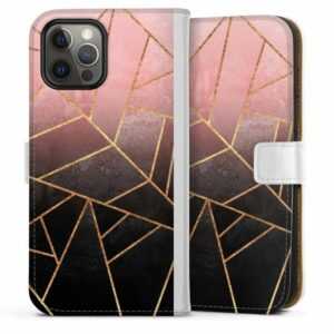DeinDesign Handyhülle "Pink And Black Stone Gold Print" Apple iPhone 12 Pro, Hülle, Handy Flip Case, Wallet Cover, Handytasche Leder Farbverlauf