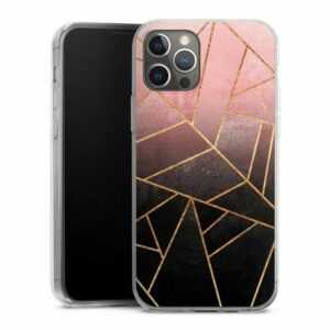 DeinDesign Handyhülle "Pink And Black Stone Gold Print" Apple iPhone 12 Pro, Silikon Hülle, Bumper Case, Handy Schutzhülle, Smartphone Cover