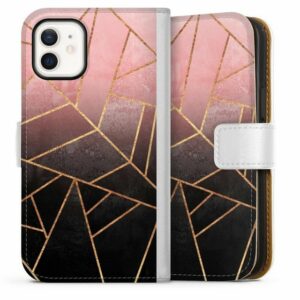 DeinDesign Handyhülle "Pink And Black Stone Gold Print" Apple iPhone 12 mini, Hülle, Handy Flip Case, Wallet Cover, Handytasche Leder Farbverlauf