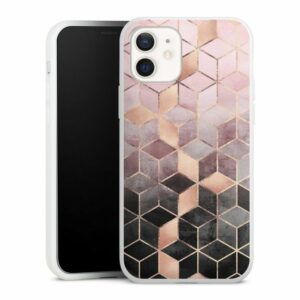 DeinDesign Handyhülle "Pink Grey Gradient Cubes Print" Apple iPhone 12, Silikon Hülle, Bumper Case, Handy Schutzhülle, Smartphone Cover Würfel