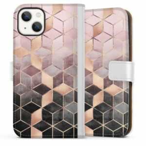 DeinDesign Handyhülle "Pink Grey Gradient Cubes Print" Apple iPhone 13, Hülle, Handy Flip Case, Wallet Cover, Handytasche Leder Würfel Elisabeth Fredriksson Gold & Kupfer