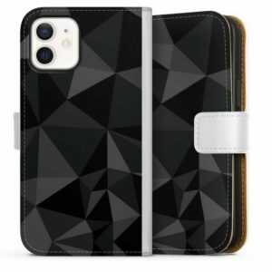DeinDesign Handyhülle "Polygon Pattern Black" Apple iPhone 12, Hülle, Handy Flip Case, Wallet Cover, Handytasche Leder Geometric