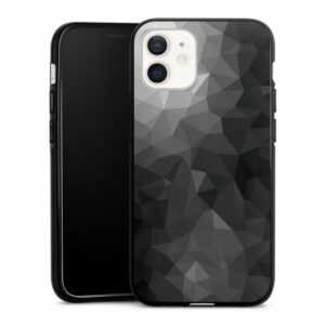 DeinDesign Handyhülle "Polygonal Mosaic Schwarz/Weiß" Apple iPhone 12, Silikon Hülle, Bumper Case, Handy Schutzhülle, Smartphone Cover Mosaik