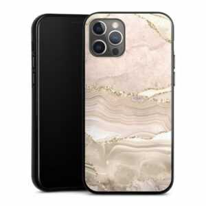 DeinDesign Handyhülle "Rose Marble Dream Golden Stripes" Apple iPhone 12 Pro, Silikon Hülle, Bumper Case, Handy Schutzhülle, Smartphone Cover Marmor