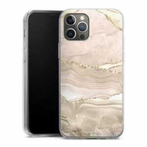 DeinDesign Handyhülle "Rose Marble Dream Golden Stripes" Apple iPhone 12 Pro, Silikon Hülle, Bumper Case, Handy Schutzhülle, Smartphone Cover Marmor