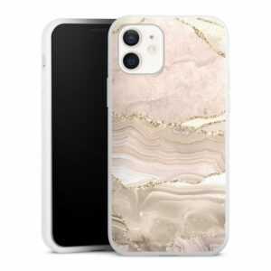 DeinDesign Handyhülle "Rose Marble Dream Golden Stripes" Apple iPhone 12, Silikon Hülle, Bumper Case, Handy Schutzhülle, Smartphone Cover Marmor