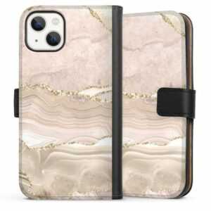 DeinDesign Handyhülle "Rose Marble Dream Golden Stripes" Apple iPhone 13, Hülle, Handy Flip Case, Wallet Cover, Handytasche Leder Glitzer Look Marmor Utart